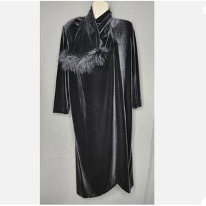 Vintage Alex Evenings Long Formal Wrap Jacket Cape Black Velvet Women’s Small